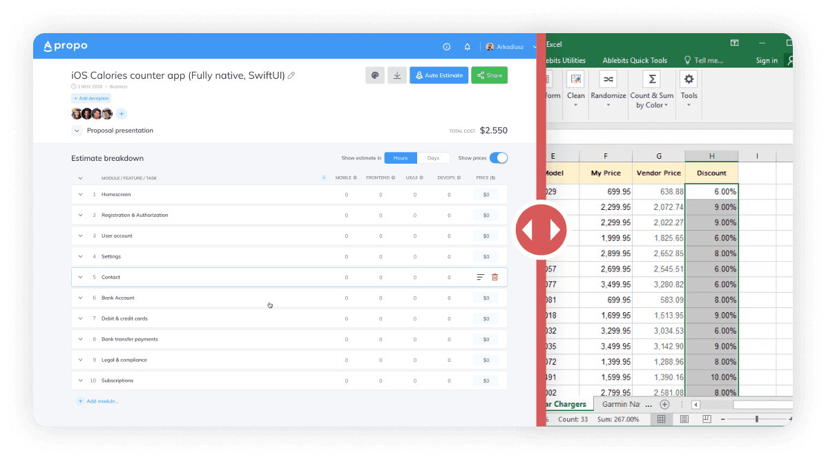 Apropo vs Excel